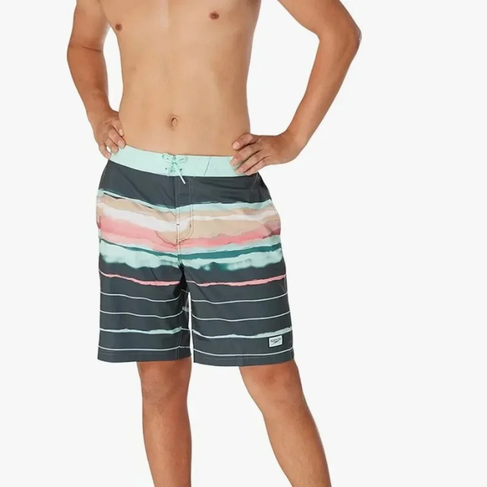 NWT Speedo Men's Swim Trunk Boardshort Bondi Striped